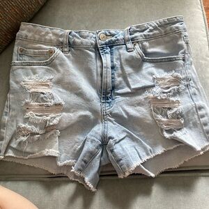 Distressed blue Jean shorts